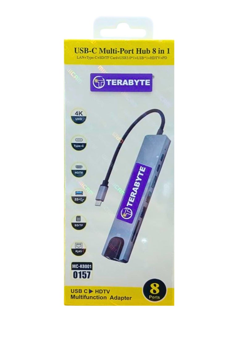 Terabyte USB-C Multi-Port Hub 8 in 1 Multifunction Adapter 8ports - Image 1